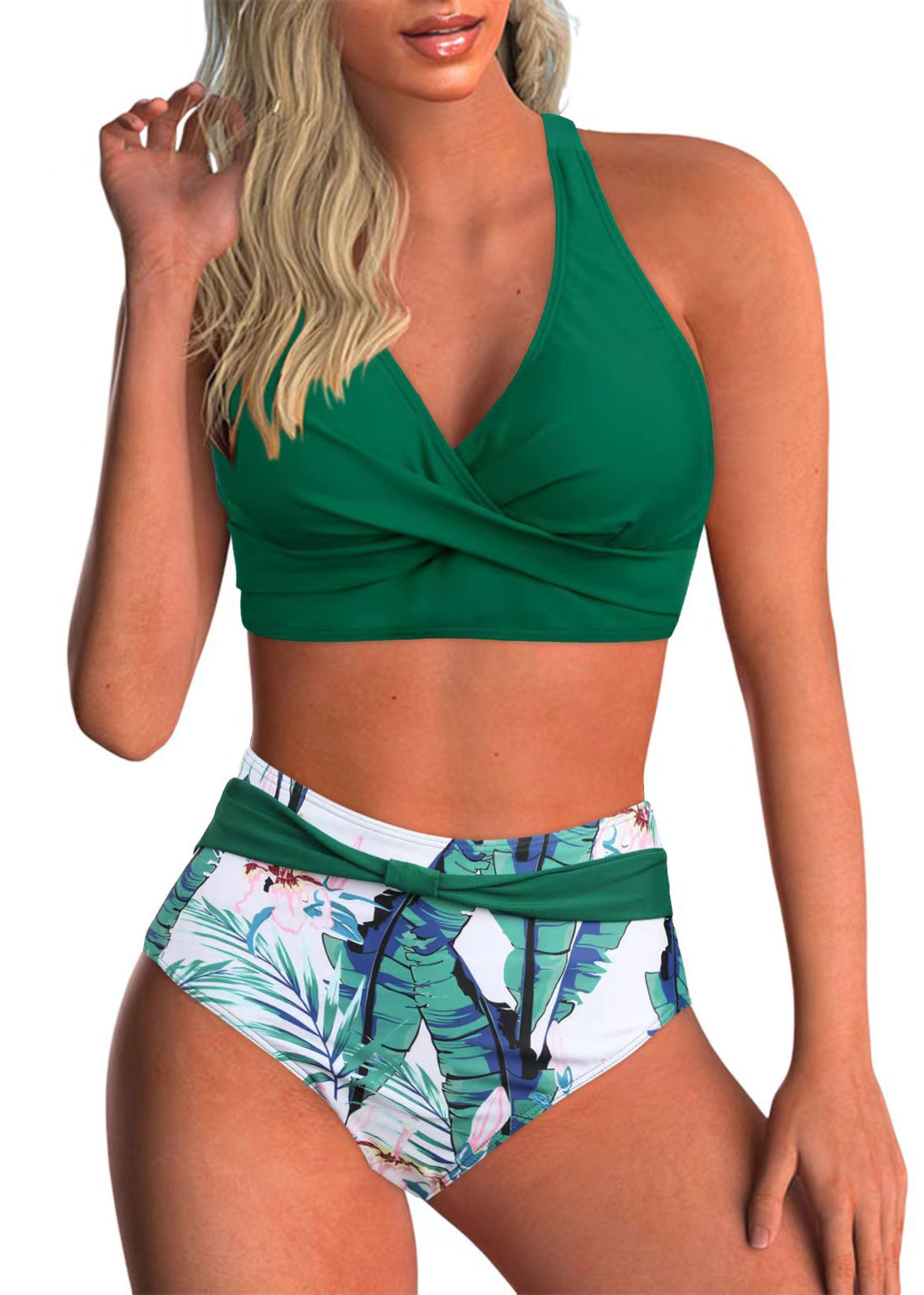 Trendy Red V Neck Cross Strap Swimwear Lingerie Sets