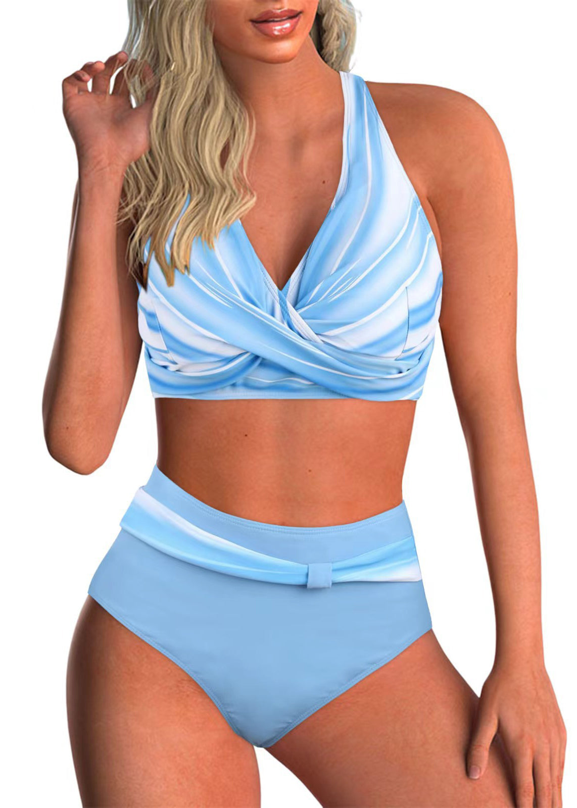 Trendy Red V Neck Cross Strap Swimwear Lingerie Sets