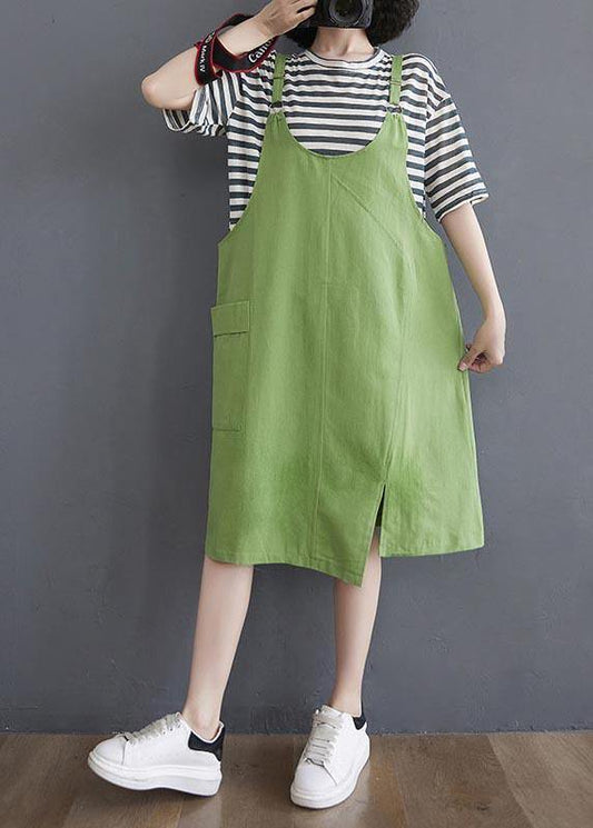 Two piece 2021 summer new strap skirt + striped T-shirt - SooLinen