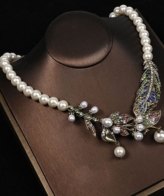 Collar de cuentas graduadas con esmalte de color perla de aleación único