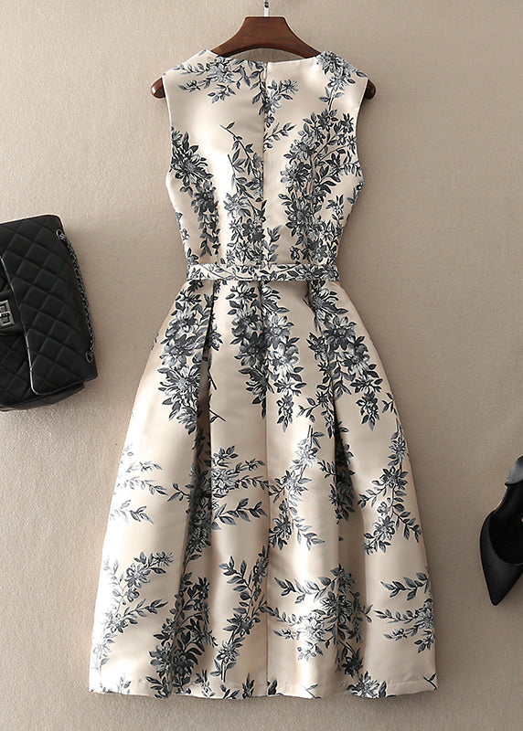 Unique – Ärmelloses Kleid mit Reißverschluss und Print in Apricot