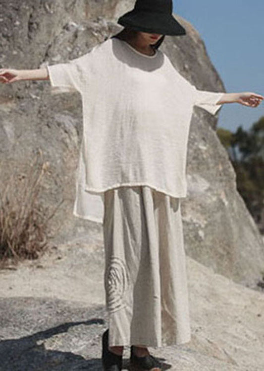 Einzigartige Apricot Low High Design Seite offen Baumwolle Tops Halbarm