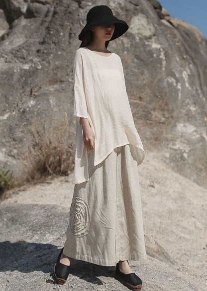 Einzigartige Apricot Low High Design Seite offen Baumwolle Tops Halbarm