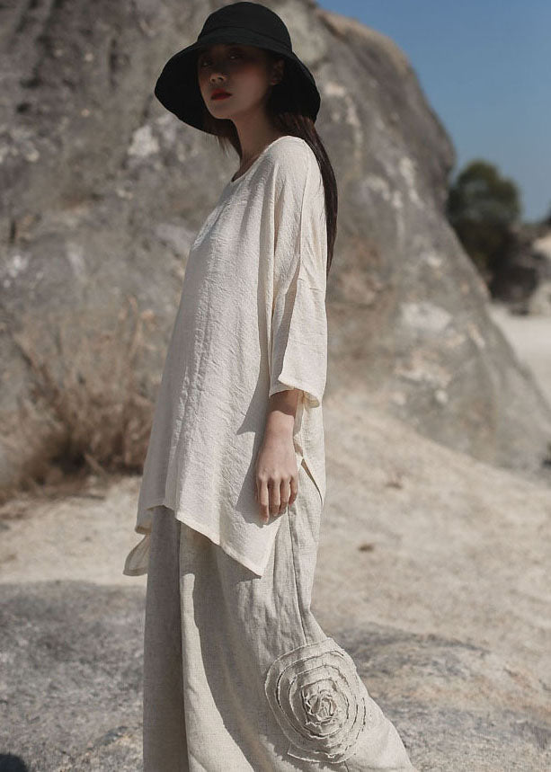 Einzigartige Apricot Low High Design Seite offen Baumwolle Tops Halbarm