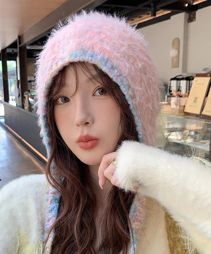 Gorro Bonnie de punto beige único hecho a mano para invierno