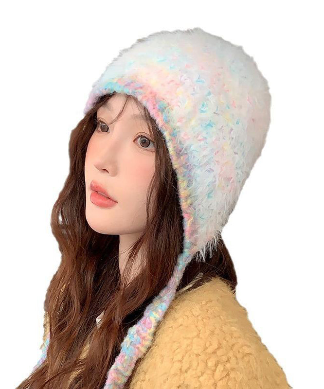Gorro Bonnie de punto beige único hecho a mano para invierno