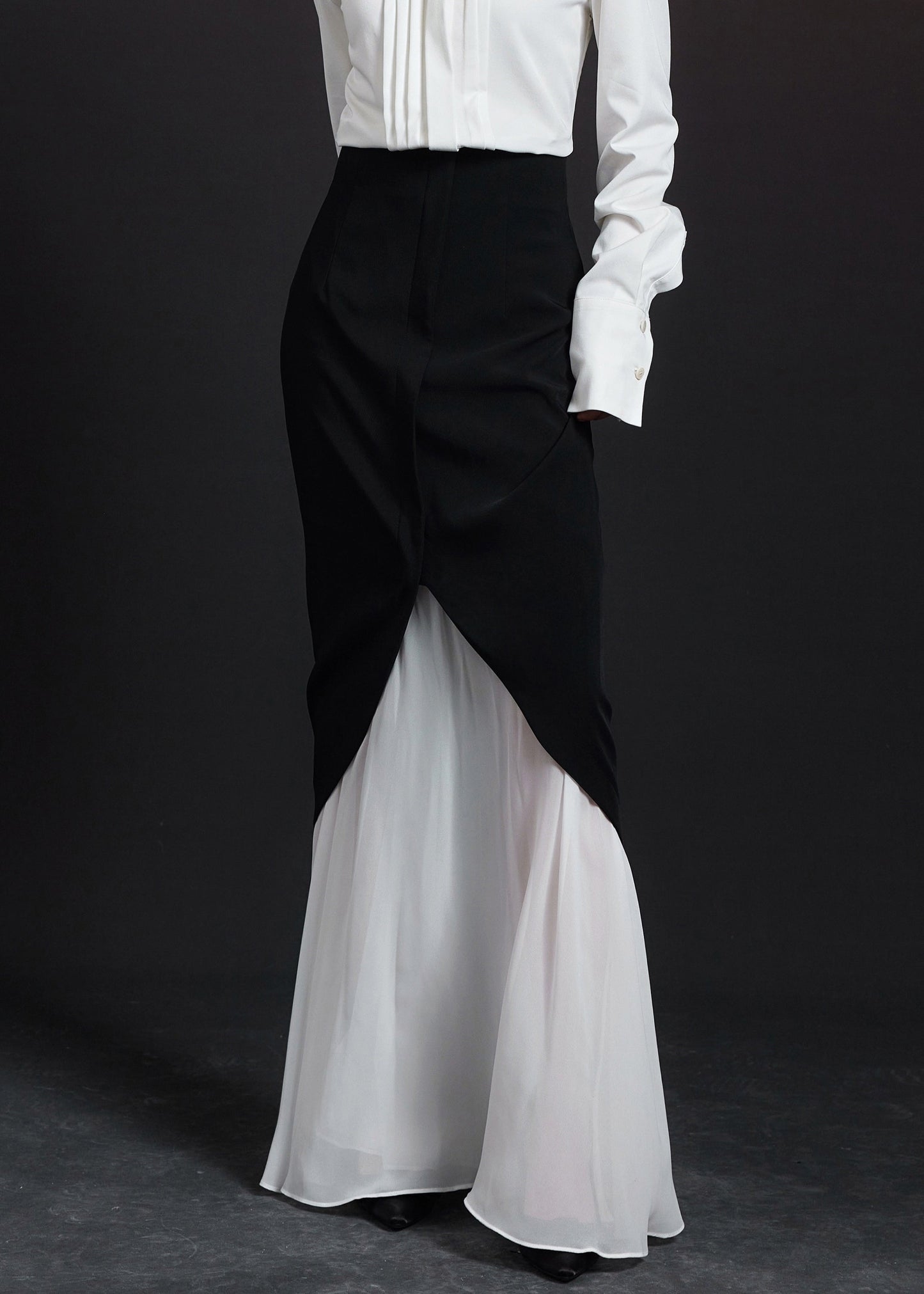 Unique Black High Waist Tulle Patchwork Skirts Summer