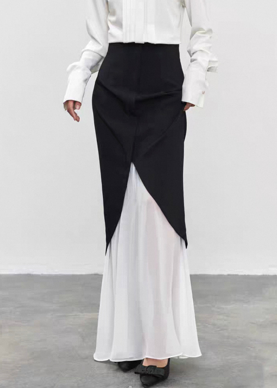 Unique Black High Waist Tulle Patchwork Skirts Summer