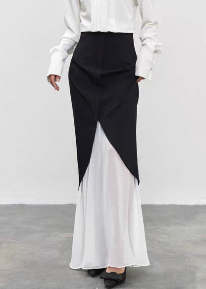 Unique Black High Waist Tulle Patchwork Skirts Summer