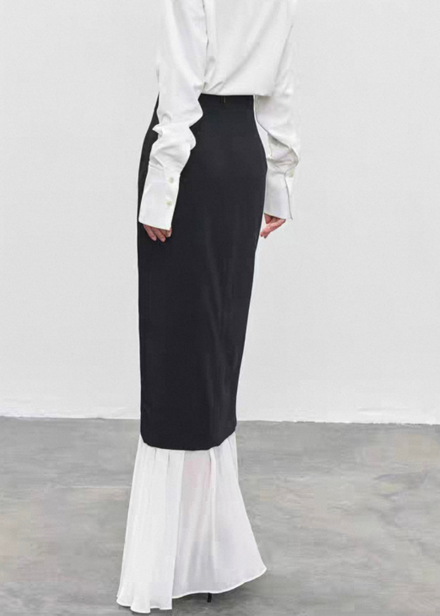 Unique Black High Waist Tulle Patchwork Skirts Summer