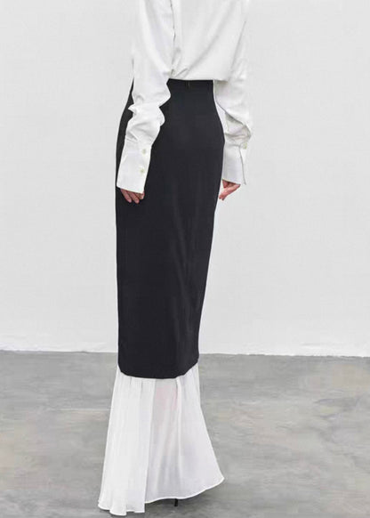 Unique Black High Waist Tulle Patchwork Skirts Summer