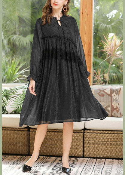 Unique Black Patchwork Chiffon Lace Summer Dresses - SooLinen