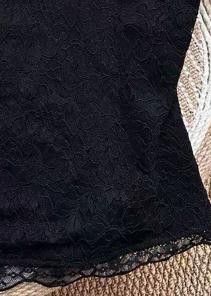 Unique Black Slash Neck Bow Lace Top Summer