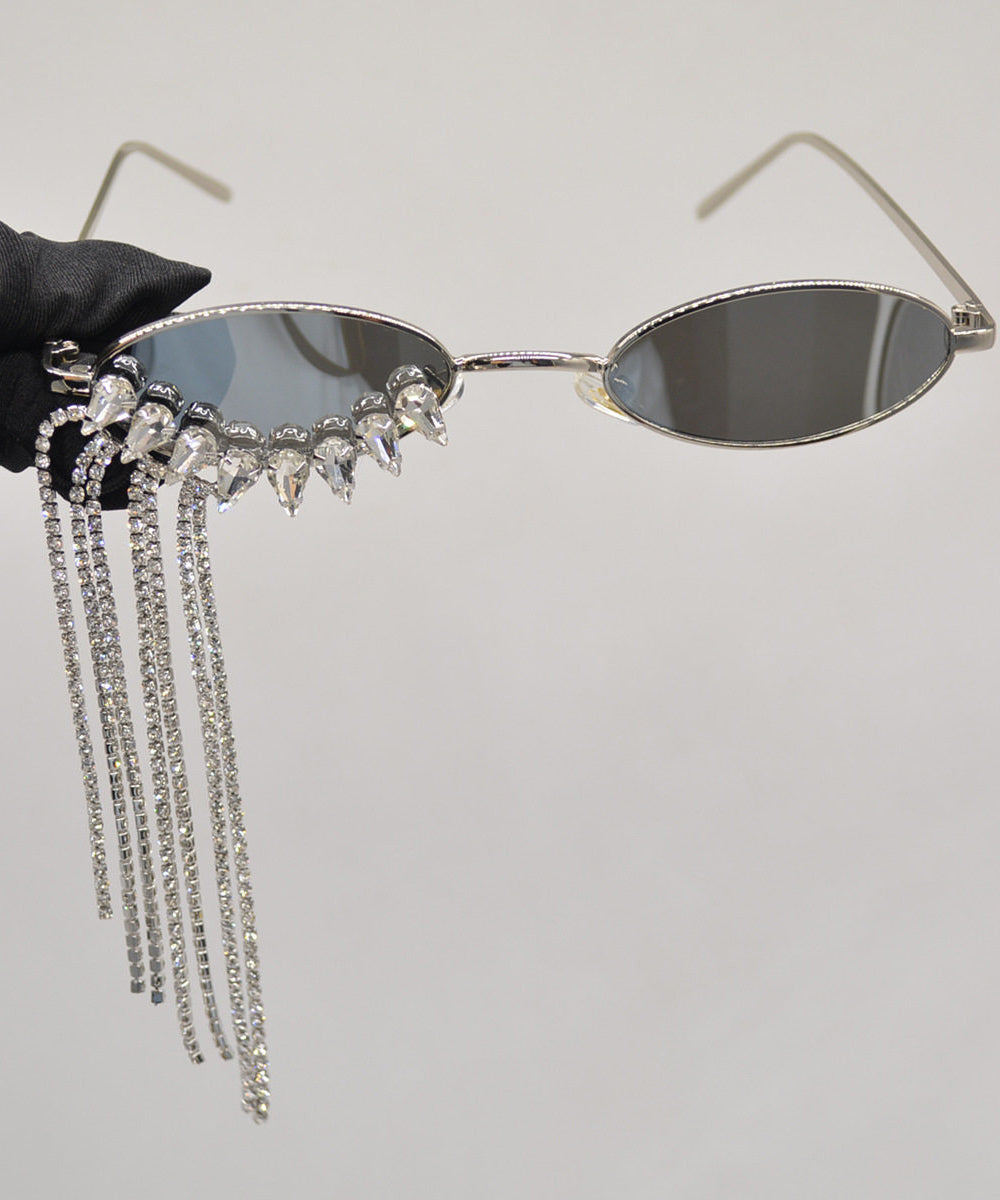 Unique Black Stainless Steel Zircon Tassel Sunglasses
