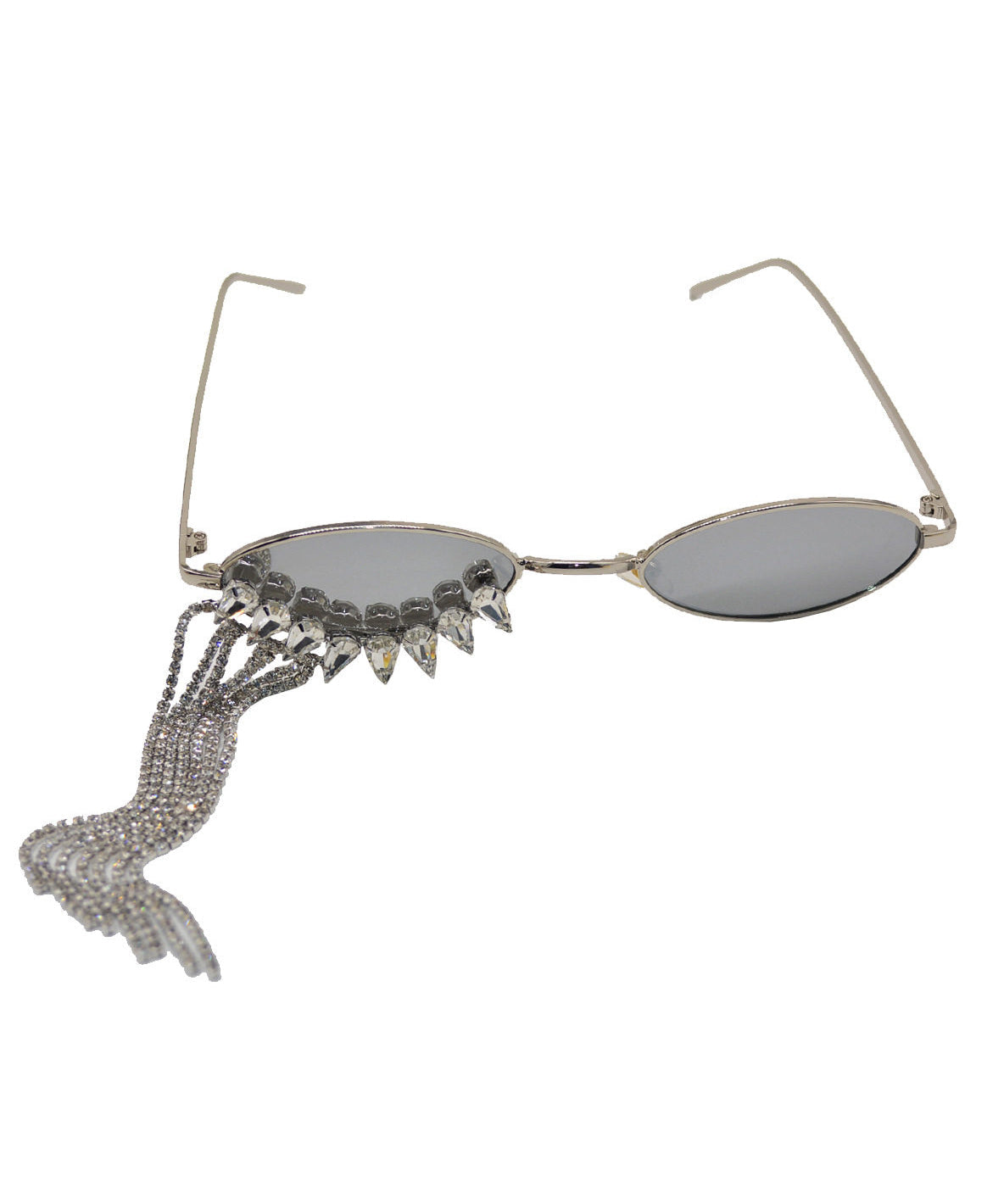 Unique Black Stainless Steel Zircon Tassel Sunglasses