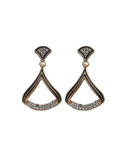 Pendientes únicos de plata de ley negra con forma de abanico y circonitas.