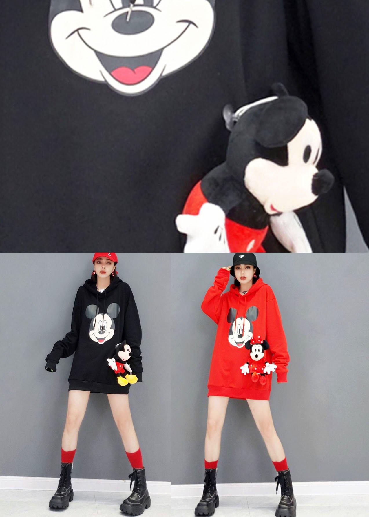 Unique Black hooded Print Fall Sweatshirts Top - SooLinen