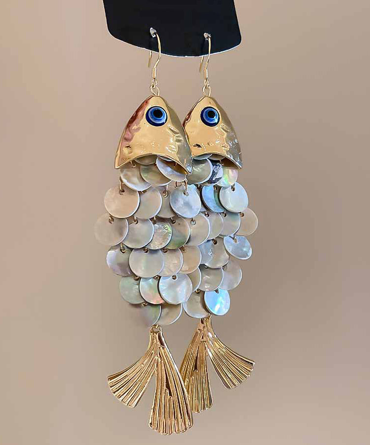 Pendientes colgantes únicos de escamas de concha de aleación azul