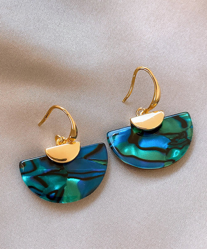 Unique Blue Copper Aalloy Sector Drop Earrings