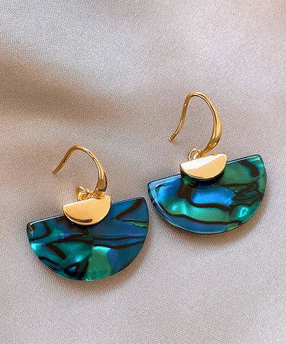 Unique Blue Copper Aalloy Sector Drop Earrings
