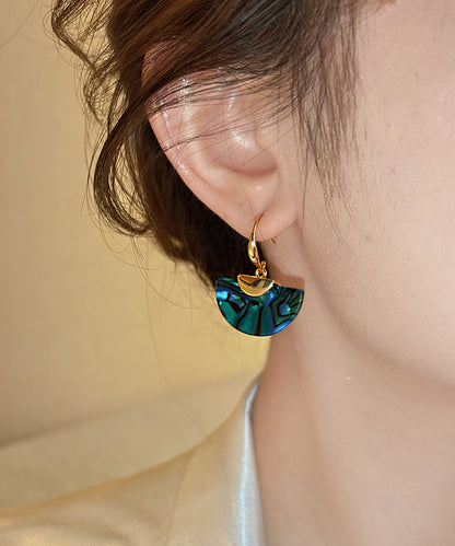 Unique Blue Copper Aalloy Sector Drop Earrings