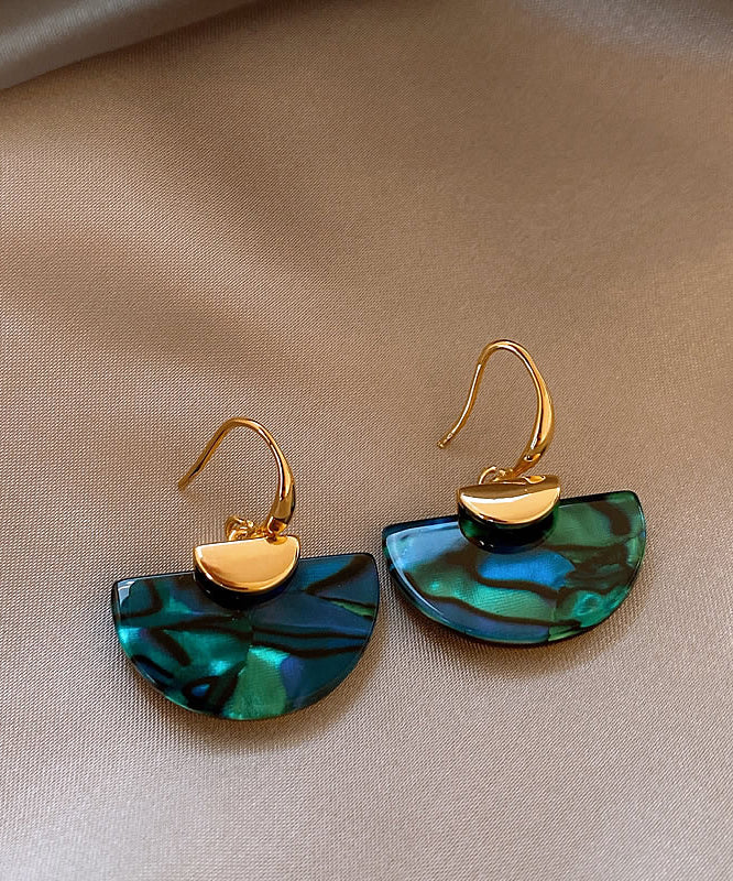 Unique Blue Copper Aalloy Sector Drop Earrings
