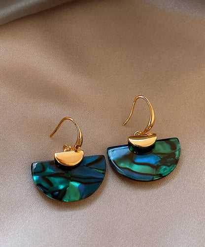 Unique Blue Copper Aalloy Sector Drop Earrings