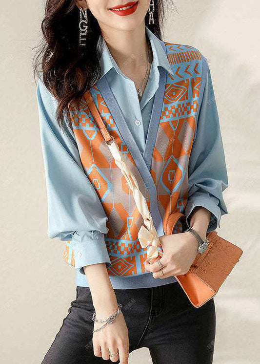 Einzigartige blaue Trägertops mit Peter-Pan-Kragen-Print