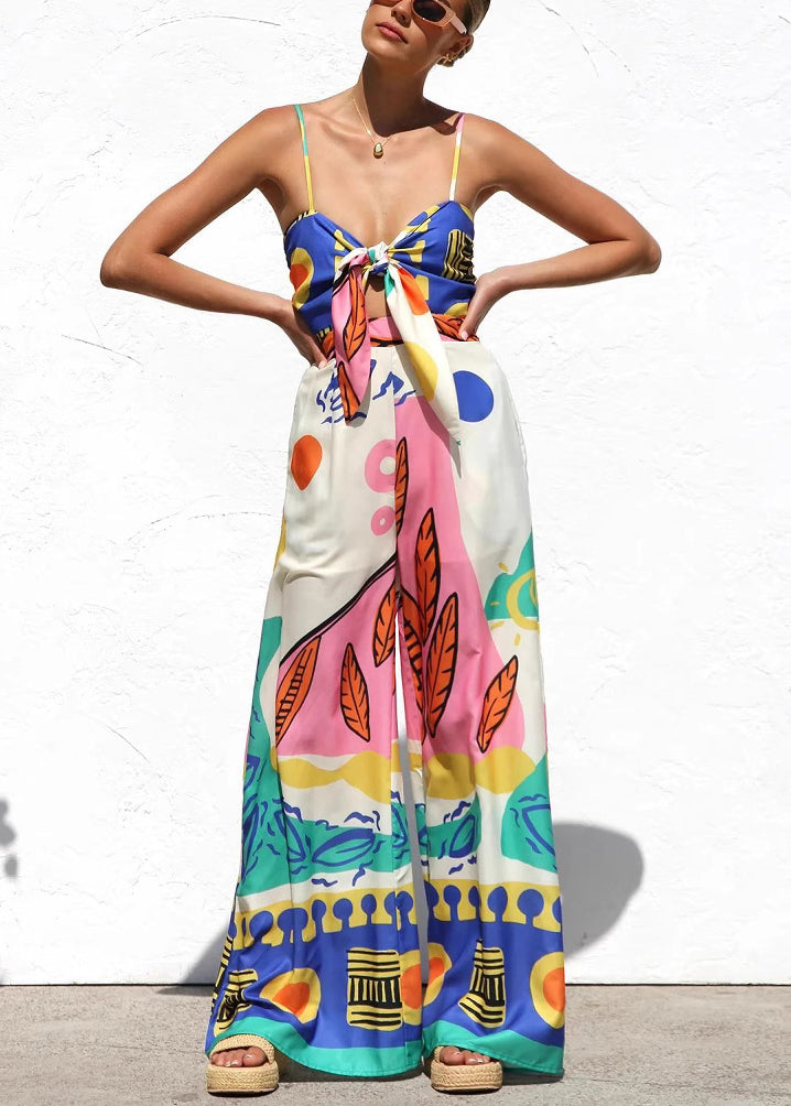 Unique Blue V Neck Spaghetti Strap Jumpsuit Sleeveless