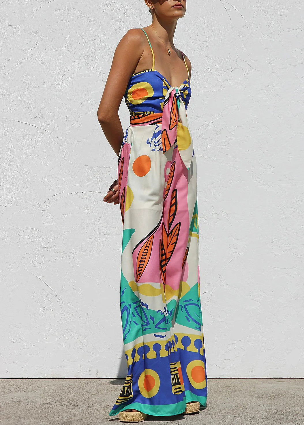 Unique Blue V Neck Spaghetti Strap Jumpsuit Sleeveless