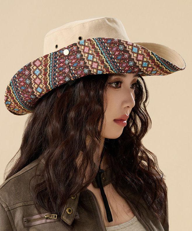 Unique Boho Khaki Outdoor Drawstring Bucket Hat