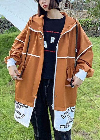 Unique Caramel Pockets Button Zippered Fall Patchwork Long sleeve Coat - SooLinen