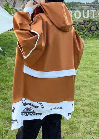 Unique Caramel Pockets Button Zippered Fall Patchwork Long sleeve Coat - SooLinen