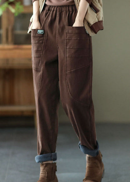 Einzigartige Schokoladentaschen-Haremshose aus Baumwolle für den Winter