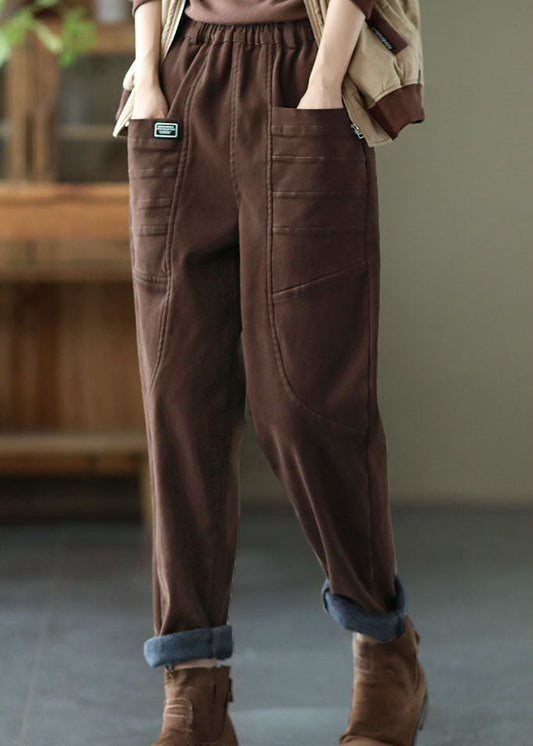 Einzigartige Schokoladentaschen-Haremshose aus Baumwolle für den Winter