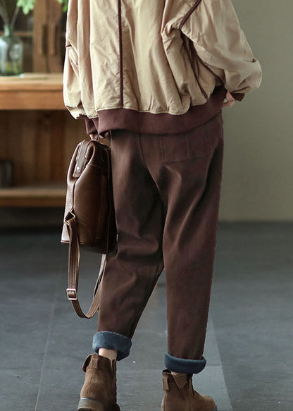 Einzigartige Schokoladentaschen-Haremshose aus Baumwolle für den Winter