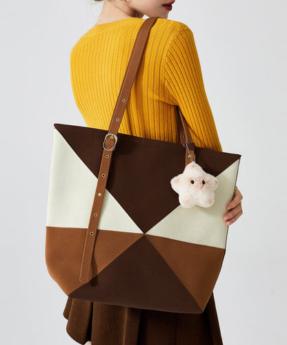 Unique Colorblock Solid Durable Large Capacity Cotton Shoulder Bags