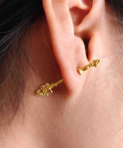 Unique Design Smart Sword Silver Gilding Stud Earrings