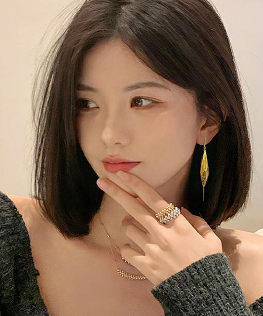 Einzigartige Gold-Kupfer-Quasten-Tropfenohrringe