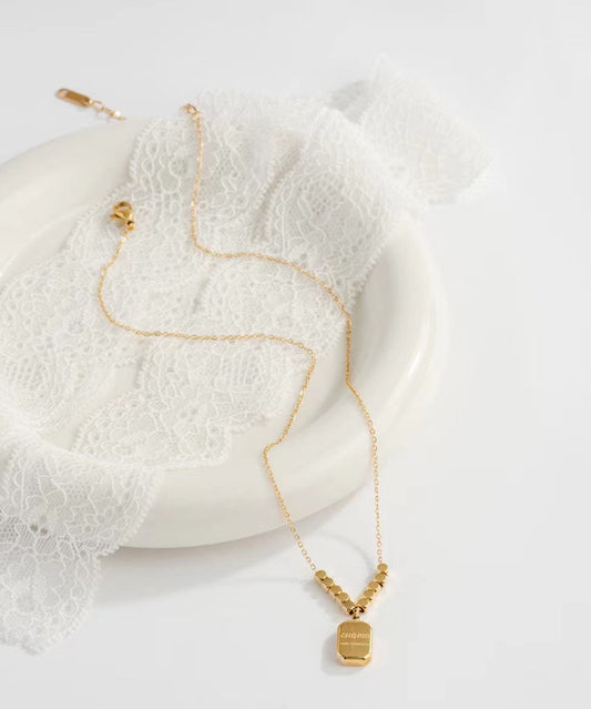 Einzigartige kleine quadratische Lasso-Halskette aus goldenem Edelstahl