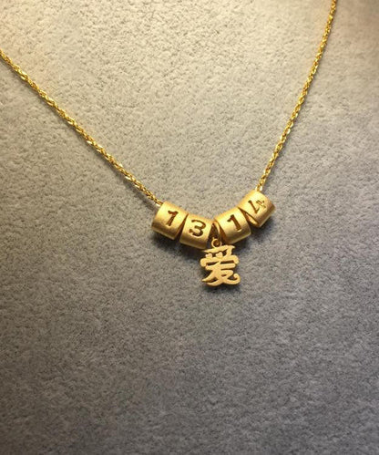 Einzigartige Halskette mit Ziffernanhänger aus Gold-Sterlingsilberlegierung „One's Whole Life Love“