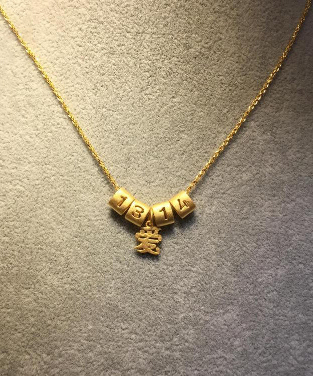 Einzigartige Halskette mit Ziffernanhänger aus Gold-Sterlingsilberlegierung „One's Whole Life Love“