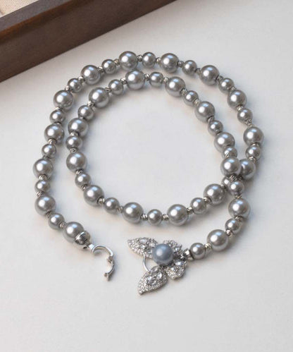Unique Grey Alloy Zircon Butterfly Pendant Necklace