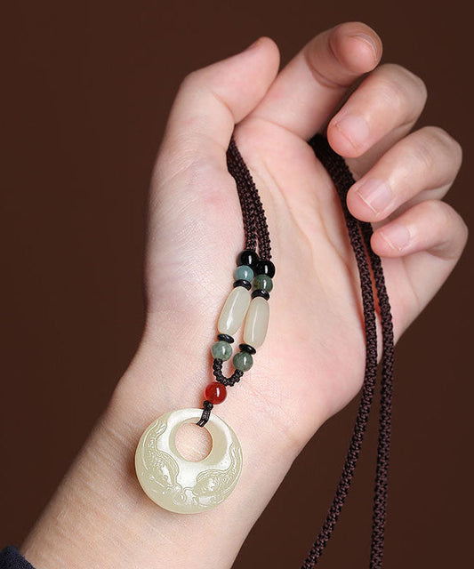 Einzigartige Jade Hand stricken Jade Little Fish Anhänger Halskette