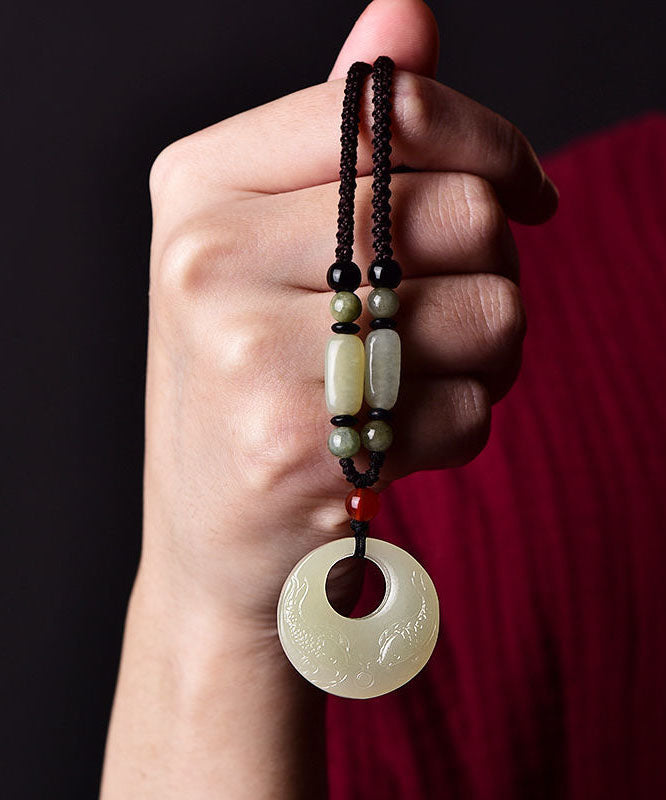 Einzigartige Jade Hand stricken Jade Little Fish Anhänger Halskette