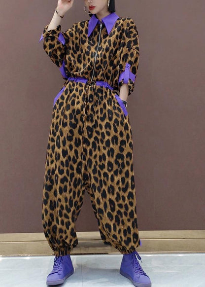 Unique Leopard Fall Fashion Spring Jumpsuit Pants - SooLinen