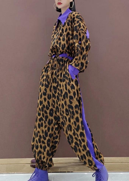 Unique Leopard Fall Fashion Spring Jumpsuit Pants - SooLinen