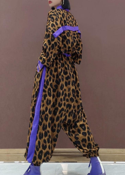 Unique Leopard Fall Fashion Spring Jumpsuit Pants - SooLinen