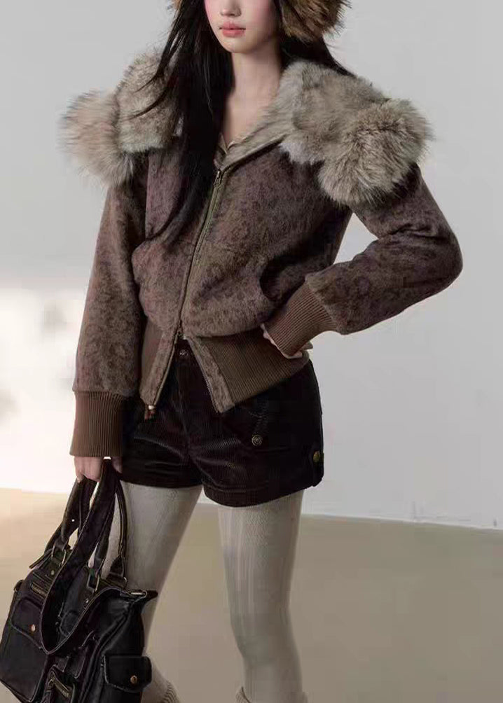 Abrigos de lana con capucha y bolsillos con cremallera de leopardo únicos para invierno