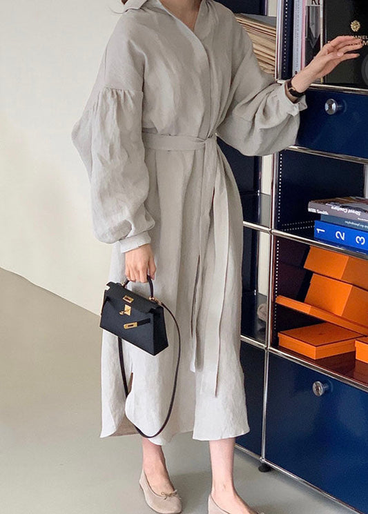 Einzigartige Hellgrau Peter Pan Kragen Seite offen Hemden Kleid Frühling